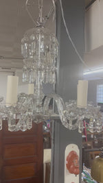 Load and play video in Gallery viewer, Antique Crystal Five Arm Chandelier (Rewired)
