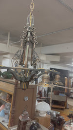 Load and play video in Gallery viewer, Antique Art Nouveau Five Arm Light/Chandelier (Rewired)
