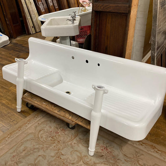 Antique Farmhouse Sink with Original Legs and Mounting Brackets