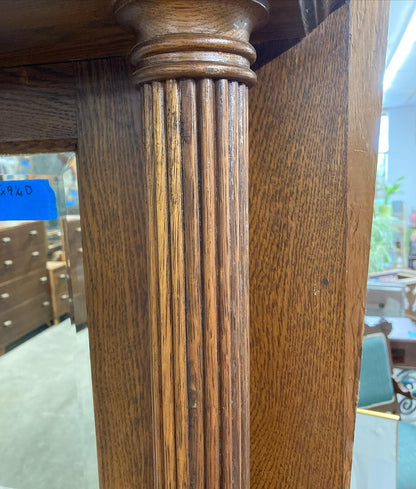 Antique Oak Fireplace Mantel/Surround with Beveled Mirror