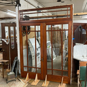 Antique Douglas Fir French Doors With Transom Window and Frame