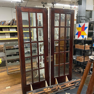 Antique Pocket Doors with Original Glass, Hardware, and Tracks