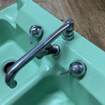 Load image into Gallery viewer, 1940s Jade Green Crane All America Cast Iron Sink
