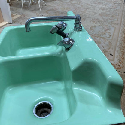 1940s Jade Green Crane All America Cast Iron Sink