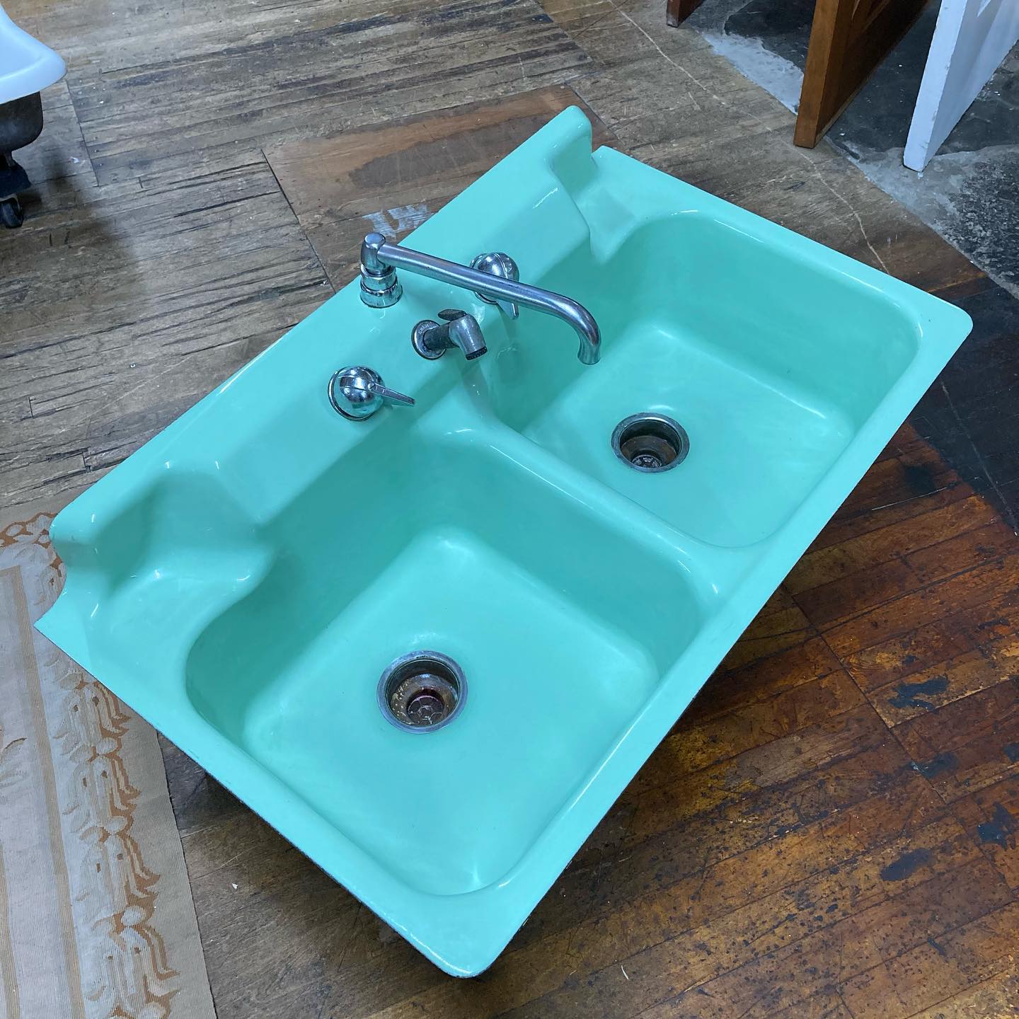 1940s Jade Green Crane All America Cast Iron Sink