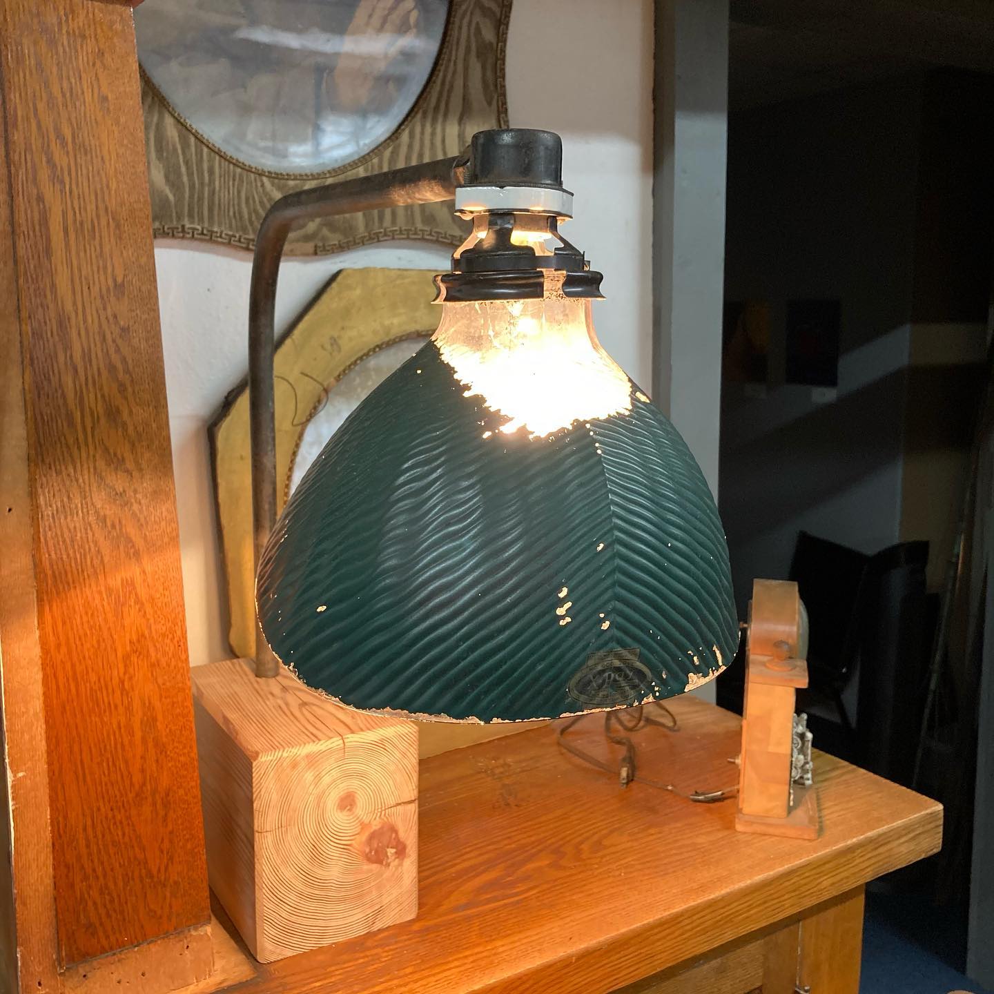 Custom Made 1930s X-Ray Brand Glass Shade Light