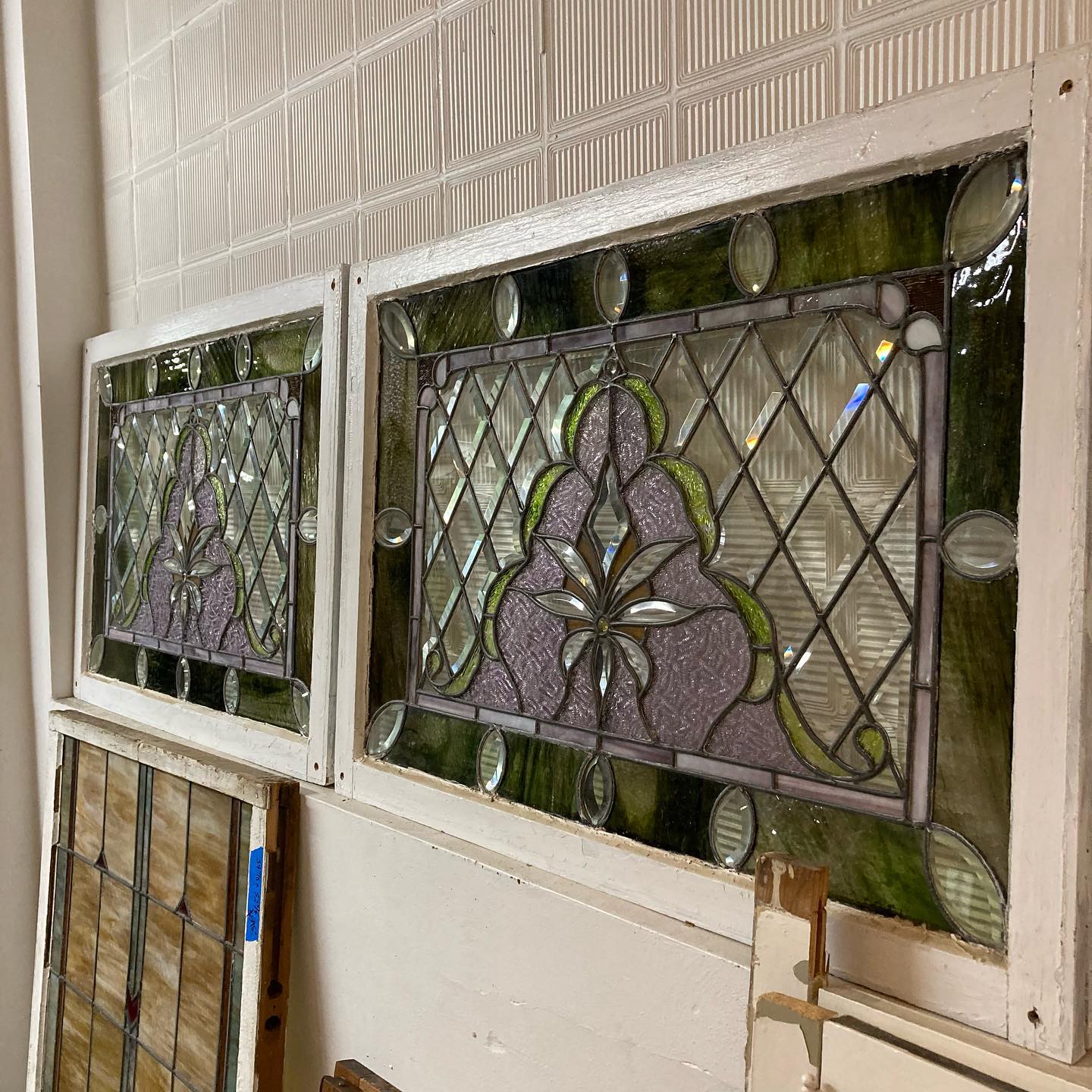Antique Beveled Stained Glass Windows