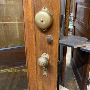 Antique Oak Entry Door With Original Hardware and Doorbell