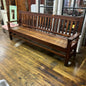 Antique 8ft Oak Slotted Back Bench