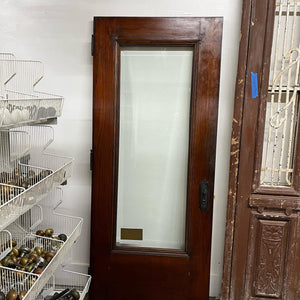 Antique Oak Entry Door with Original Beveled Glass
