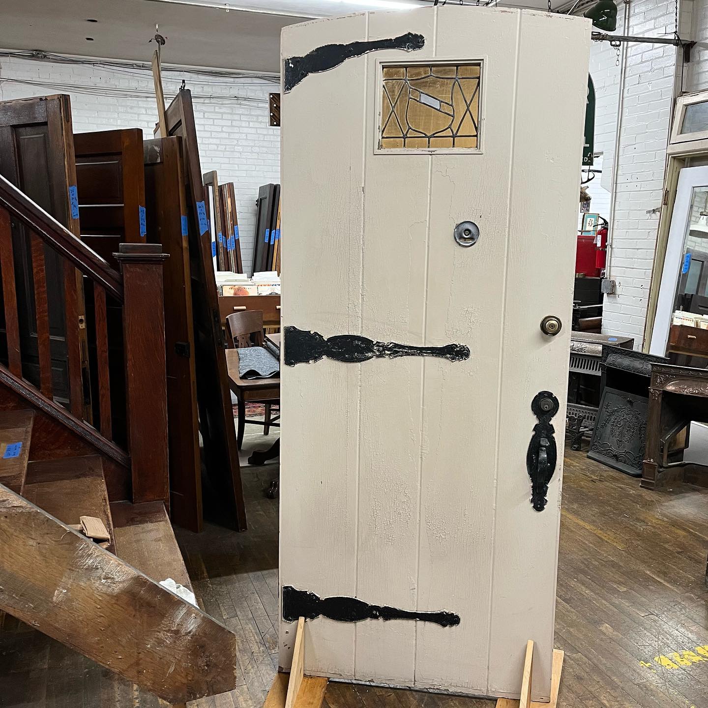 1920s Tudor Front Door with Frame and Screen Door