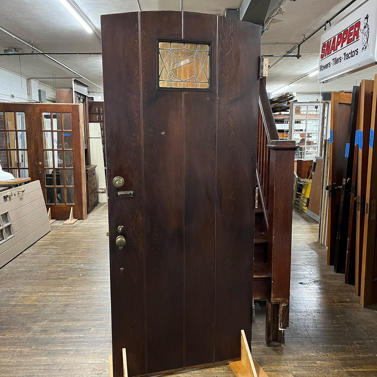 1920s Tudor Front Door with Frame and Screen Door