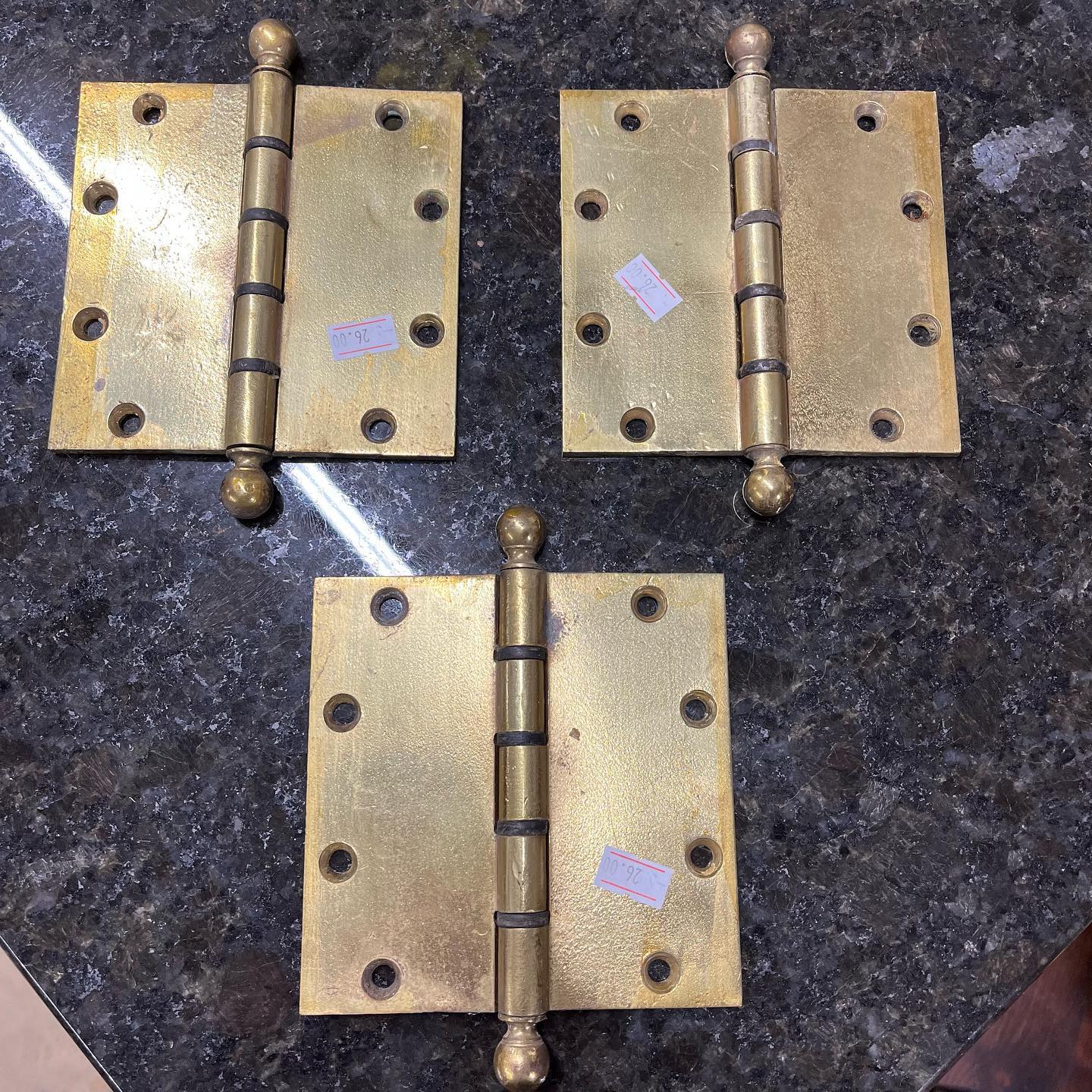 Yale & Towne Solid Cast Brass Ball Tip Hinges 5" x 5"