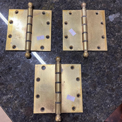 Yale & Towne Solid Cast Brass Ball Tip Hinges 5" x 5"