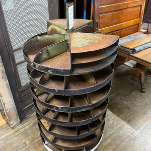 Vintage Industrial Steel Rotary Parts Bin