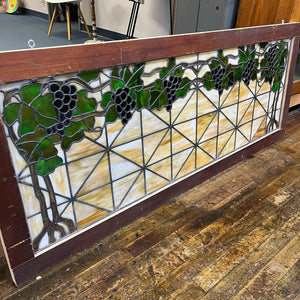 Antique Stained Glass Window with Grape Vine