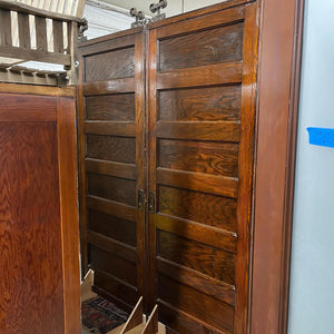 Antique Oak Pocket Doors with Original Hardware, Rollers and Track