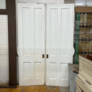 Antique Victorian 4 Panel Pocket Doors with Brass Hardware