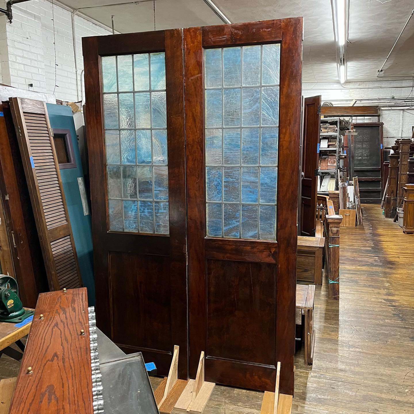 Beautiful Blue Leaded Glass Doors