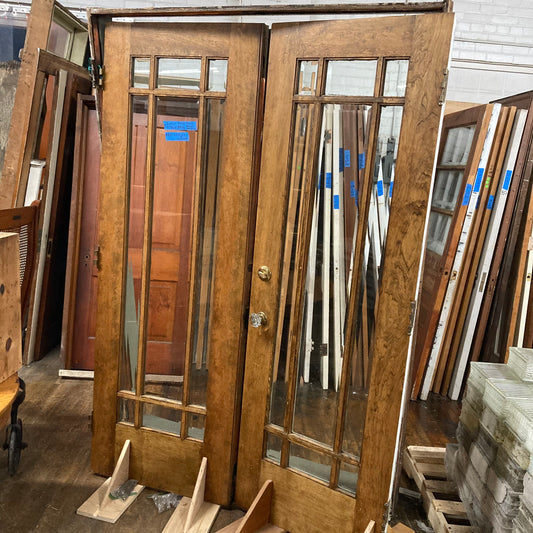 Antique Exterior French Doors with Beveled Glass - Includes Frame