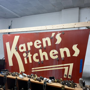 Antique Porcelain Enameled Steel "Karen's Kitchen" Sign