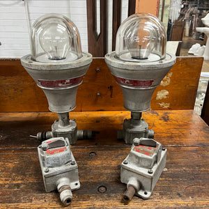 Vintage Industrial Crouse Hinds Cast Aluminum Explosion Proof Lights and Switches