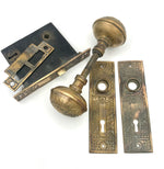 Load image into Gallery viewer, Antique Brass Corbin Ceylon Door Hardware Set c. 1895
