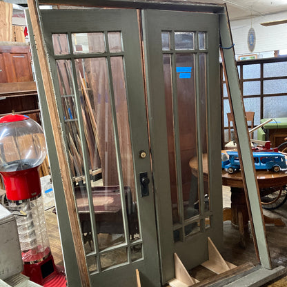 Antique Exterior French Doors with Beveled Glass - Includes Frame