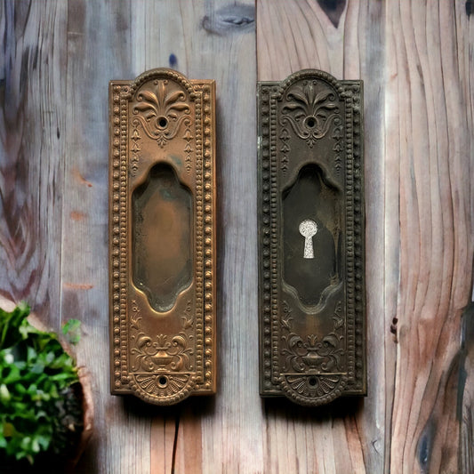 Antique Brass Pocket Door Plates