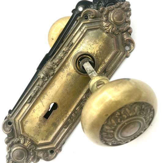 Antique Russell & Erwin Brass Doorknob Set c. 1909