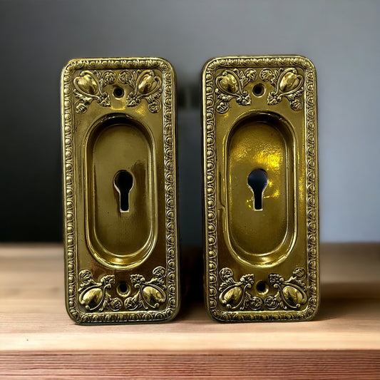 Antique Brass Pocket Door Plates