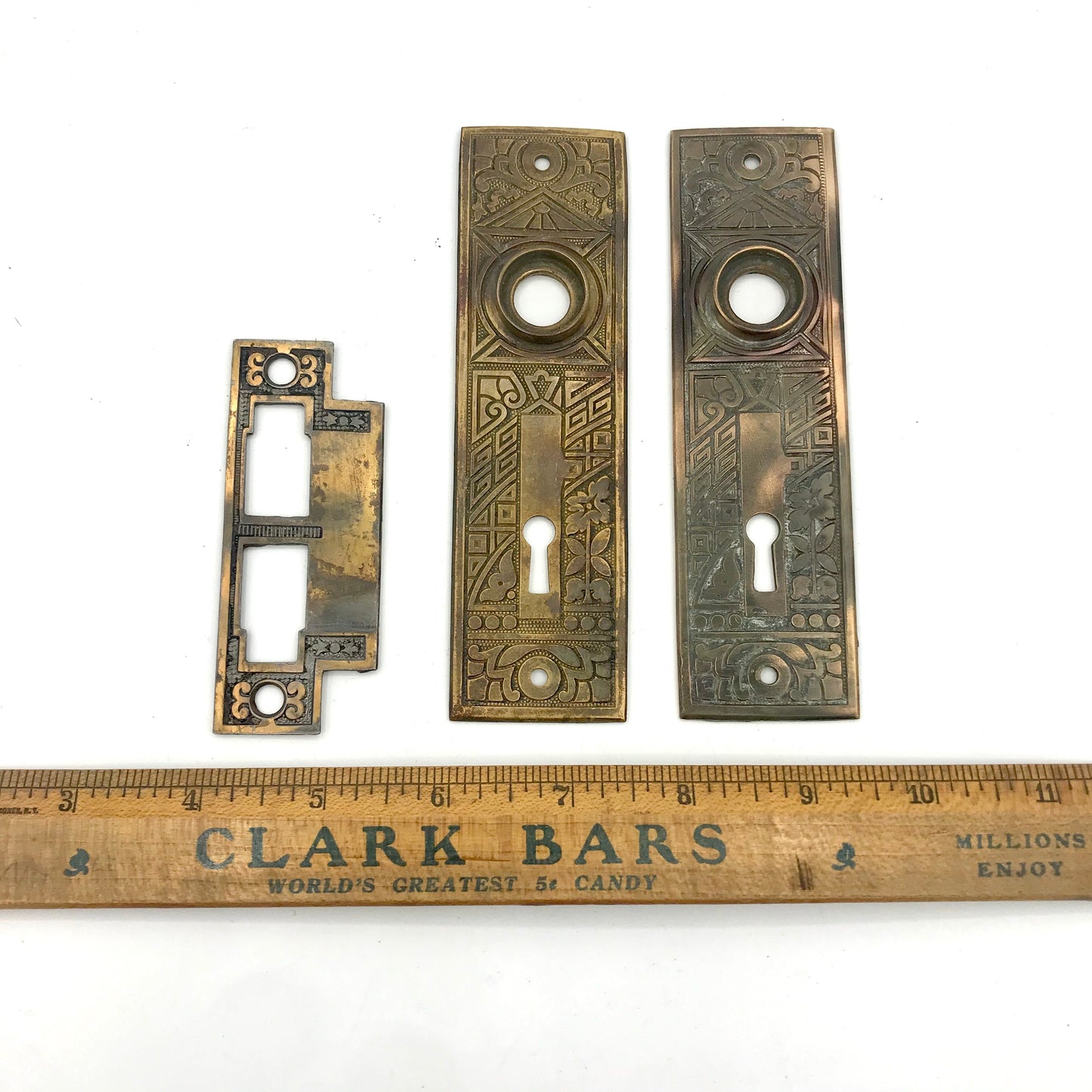 Antique Brass Corbin Ceylon Door Hardware Set c. 1895