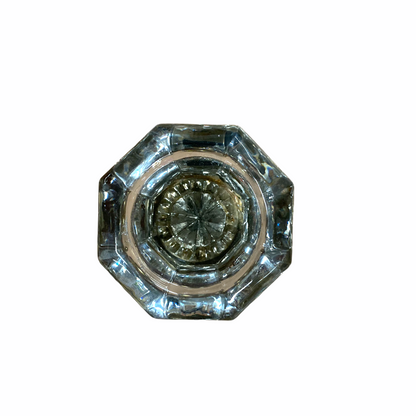 Antique Octagonal Glass Door Knob With Concave Glass