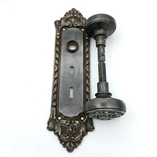 Ornate Cast Iron Door Knob with Cast (Chatham) Backplate