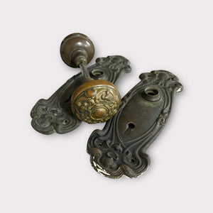 Yale & Towne Olympian c. 1905 Door Knob Set w/Backplates and Mortise Lock