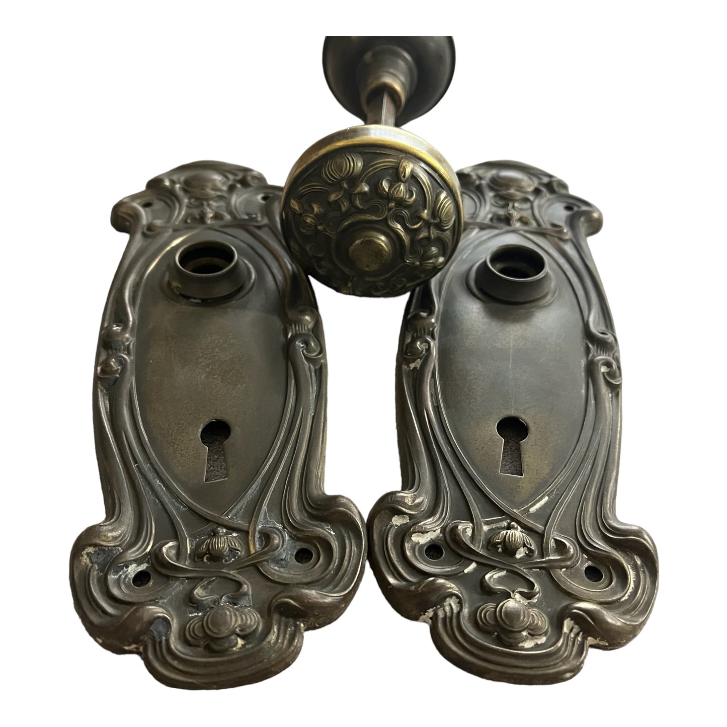 Yale & Towne Olympian c. 1905 Door Knob Set w/Backplates and Mortise Lock