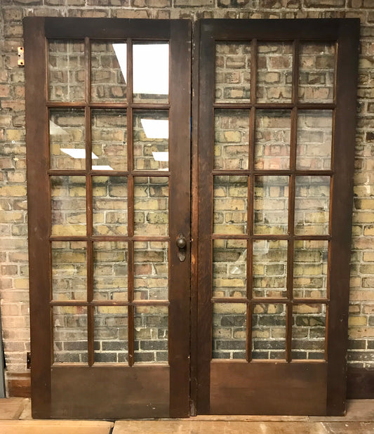 Antique Wood 15 Lite French Doors